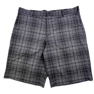 Nike Golf Shorts Men's 38 x 12 Gray Plaid Chino Bermuda Flat Front Dri-Fit